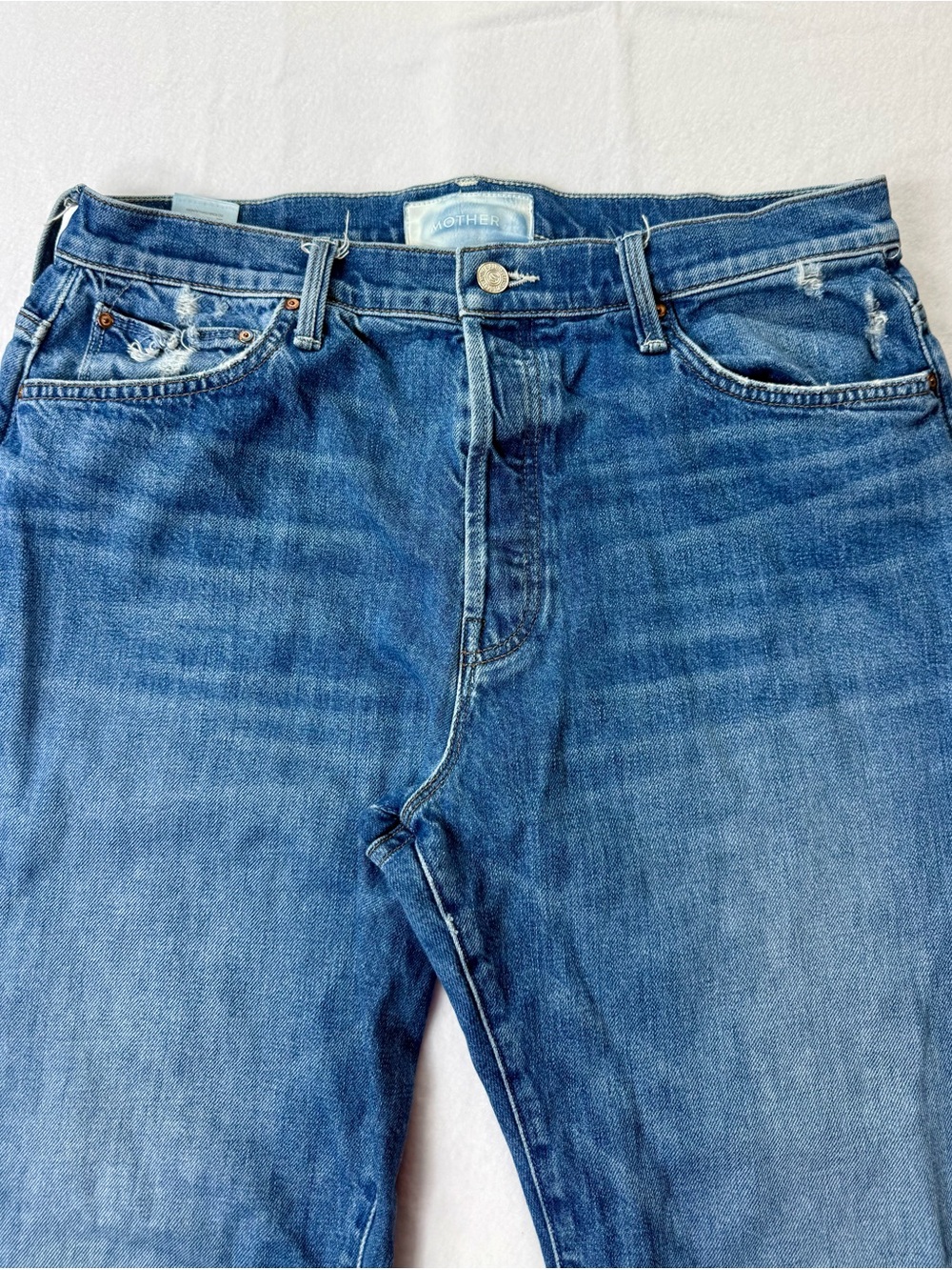MOTHER Superior Straight Crop Leg Jeans in Medium Blue Wash- Size 31 - Picture 5 of 11